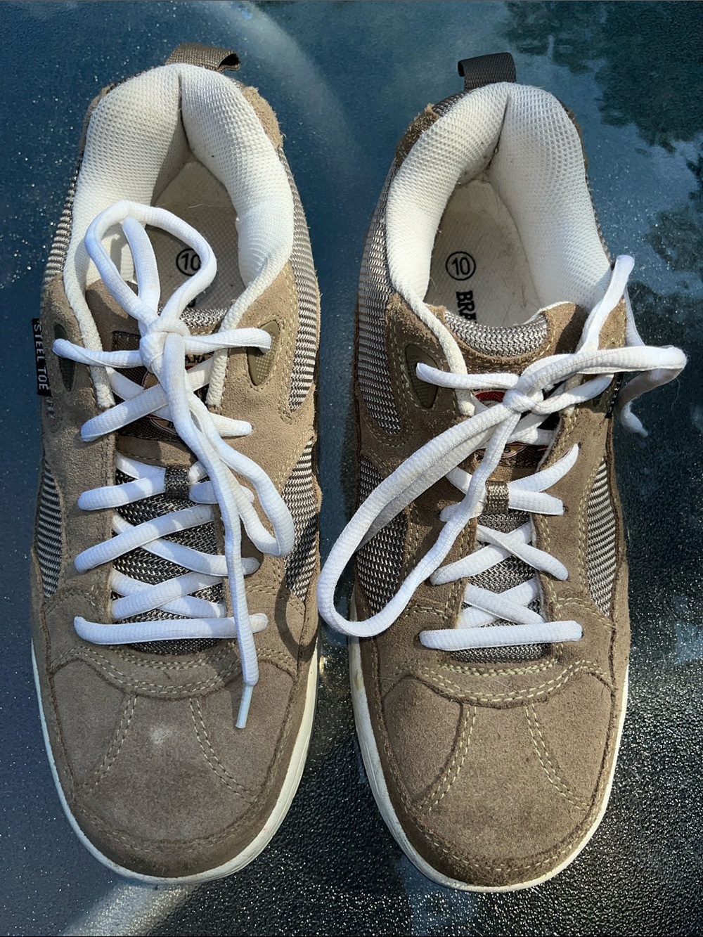 Brahma Herbert Men's Steel Toe Work Shoes Suede Lace-Up Sneakers in Brown 10M